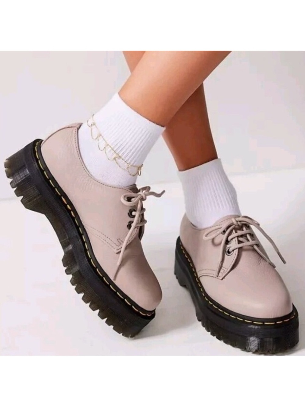 Dr. Martens 1461 Quad II Pisa Leather in Warmed Stone NWB 7/7.5
